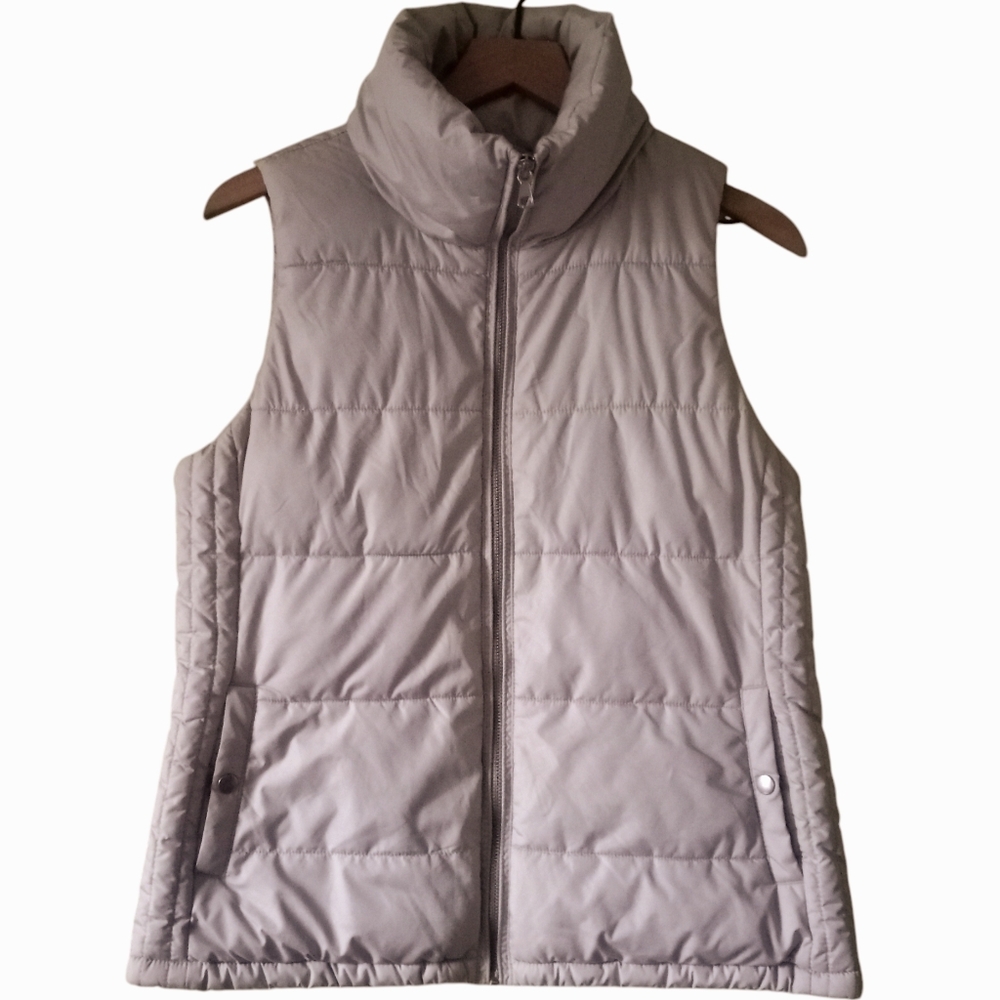 Old Navey puffer vest size small/sp tan high zip soft inside flannel